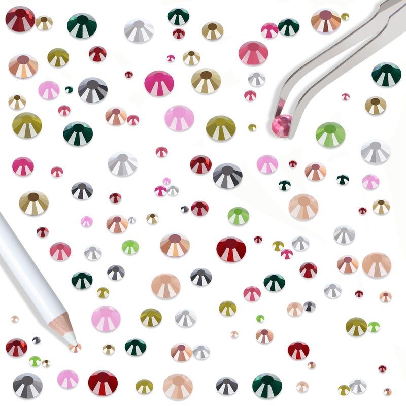 LPBeads 6400 Pieces 12 Colors Hotfix Rhinestones Flat Back 5 Mixed Sizes Crystal Round Glass Gems with Tweezers and Picking Rhinestones Pen - Image 5